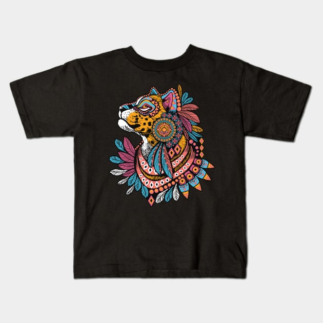 mayan jaguar Kids T-Shirt by PaperHead